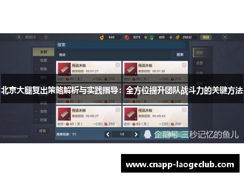 北京大腿复出策略解析与实践指导：全方位提升团队战斗力的关键方法